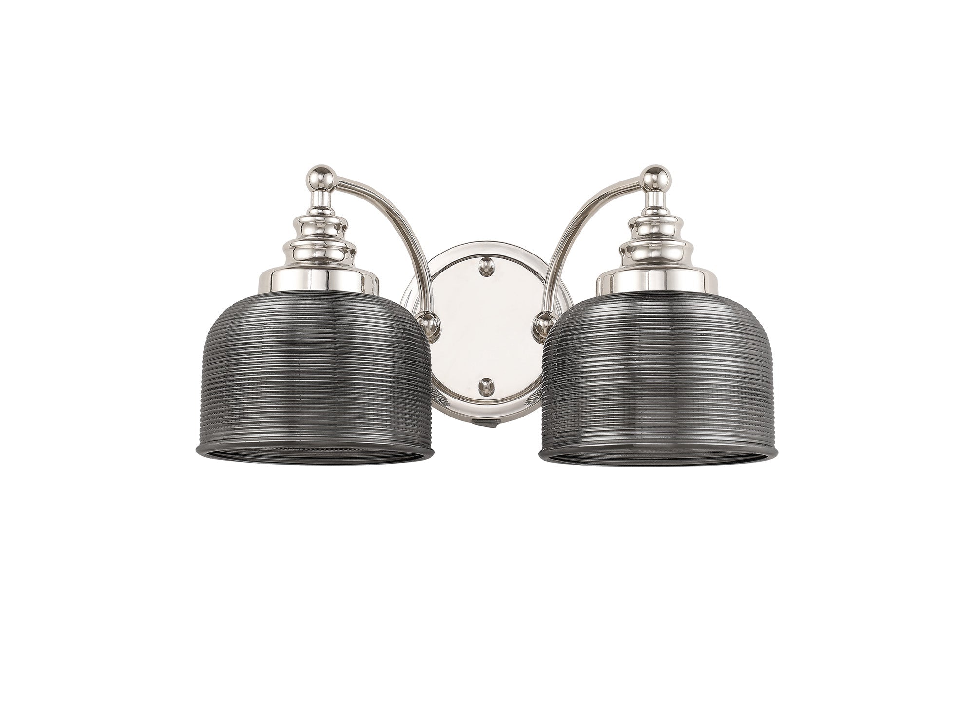 Luminosity Designs - Polished Nickel Sledmere Double Wall Light, Switched, 2 x E27, Glass Shade - Luminosity Designs Ltd