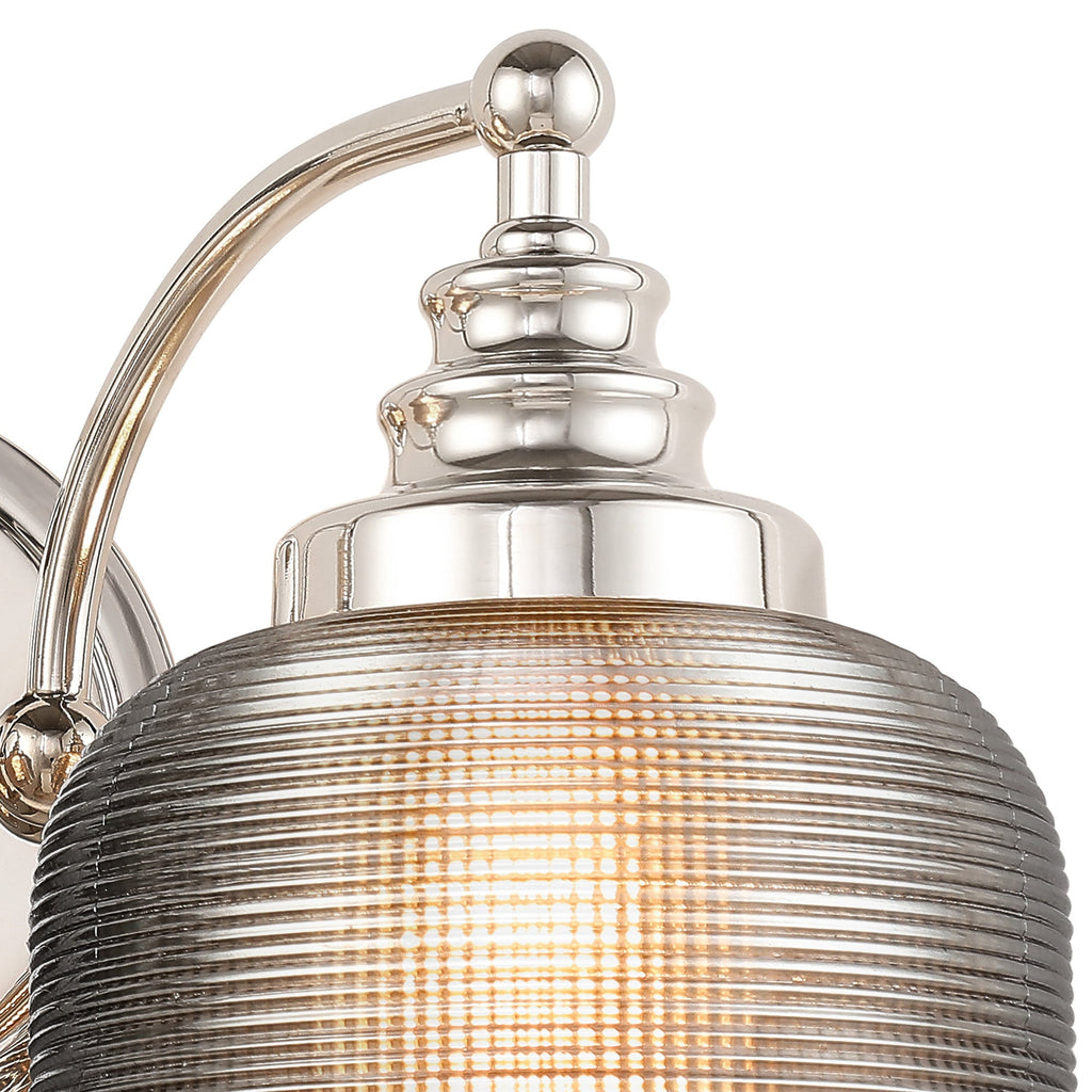 Luminosity Designs - Polished Nickel Sledmere Double Wall Light, Switched, 2 x E27, Glass Shade - Luminosity Designs Ltd