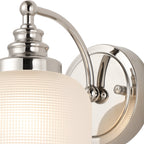Luminosity Designs - Polished Nickel Sledmere Single Wall Light, Switched, 1 x E27, Glass Shade - Luminosity Designs Ltd