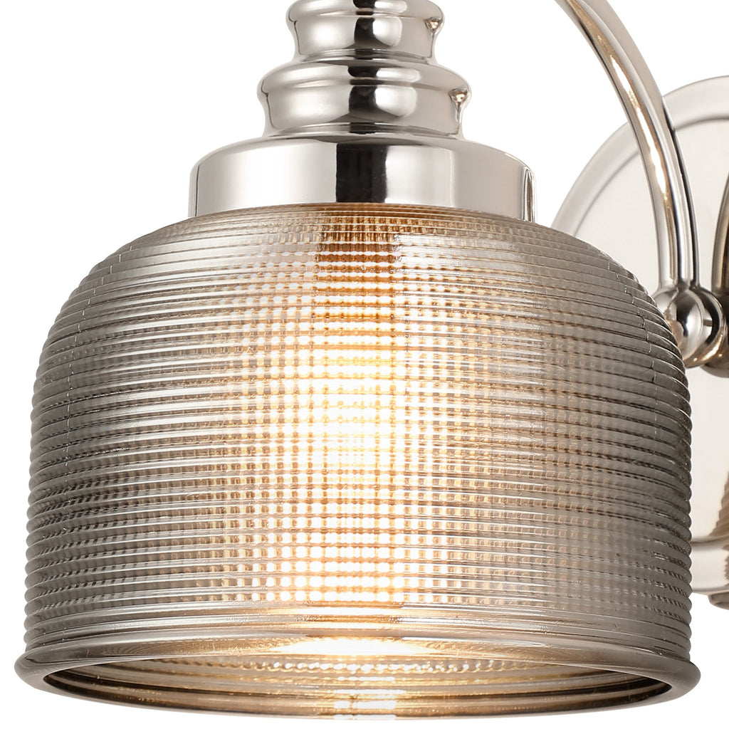Luminosity Designs - Polished Nickel Sledmere Single Wall Light, Switched, 1 x E27, Glass Shade - Luminosity Designs Ltd