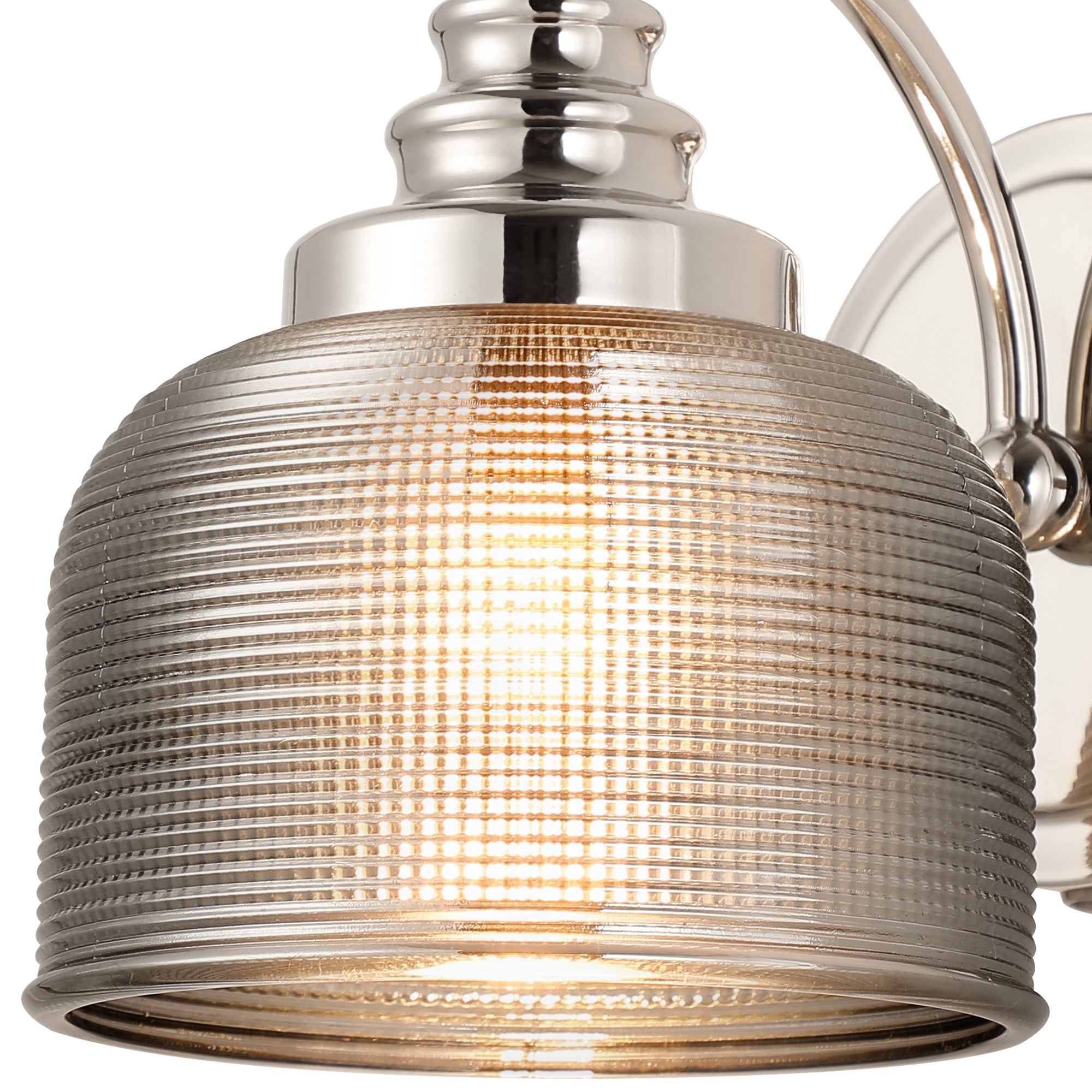 Luminosity Designs - Polished Nickel Sledmere Single Wall Light, Switched, 1 x E27, Glass Shade - Luminosity Designs Ltd