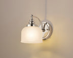Luminosity Designs - Polished Nickel Sledmere Single Wall Light, Switched, 1 x E27, Glass Shade - Luminosity Designs Ltd