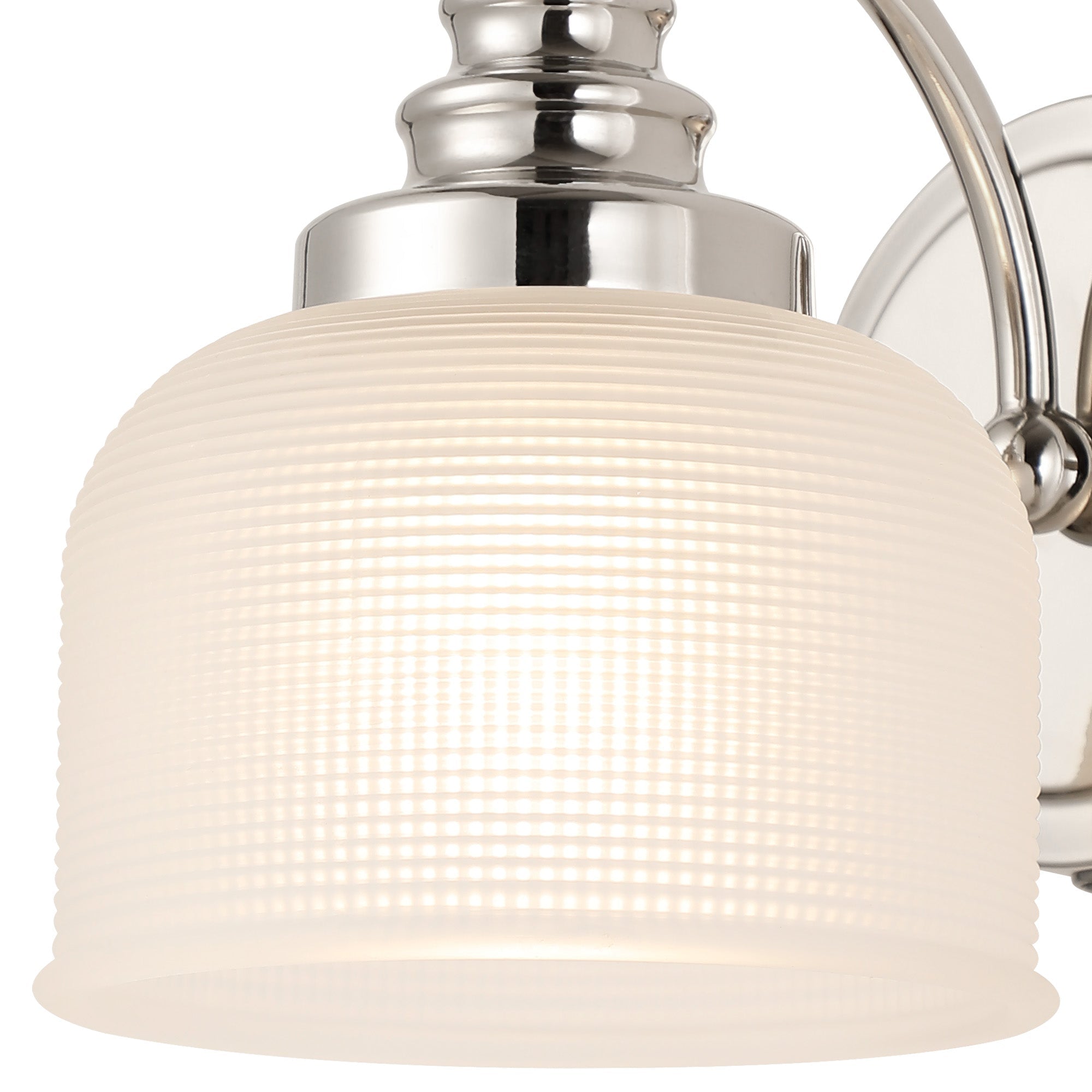 Luminosity Designs - Polished Nickel Sledmere Single Wall Light, Switched, 1 x E27, Glass Shade - Luminosity Designs Ltd