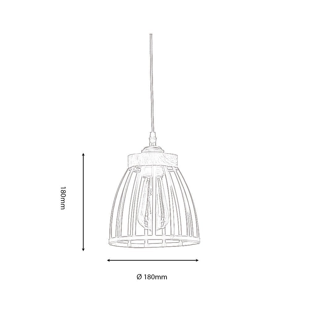 Oaks Lighting - Pori Small Non Electric Pendant Shade in Matt Black Metalwork With Wood Effect Detailing - Luminosity Designs Ltd