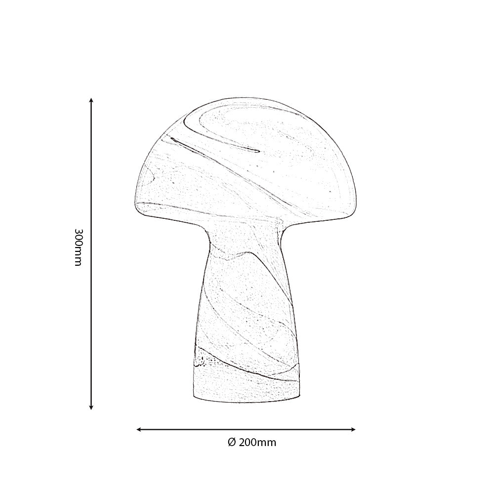 Portabello Table Lamp With Marbled Glass and Mushroom Shape, 1x E14, 2 Colours (Oaks TL 2105) - Luminosity Designs Ltd