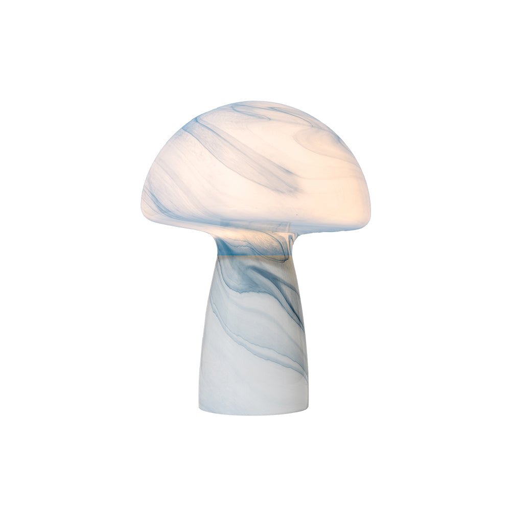 Portabello Table Lamp With Marbled Glass and Mushroom Shape, 1x E14, 2 Colours (Oaks TL 2105) - Luminosity Designs Ltd