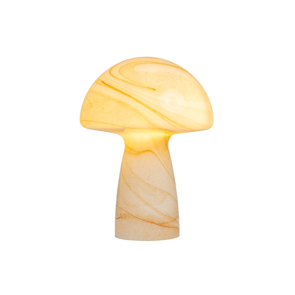 Portabello Table Lamp With Marbled Glass and Mushroom Shape, 1x E14, 2 Colours (Oaks TL 2105) - Luminosity Designs Ltd