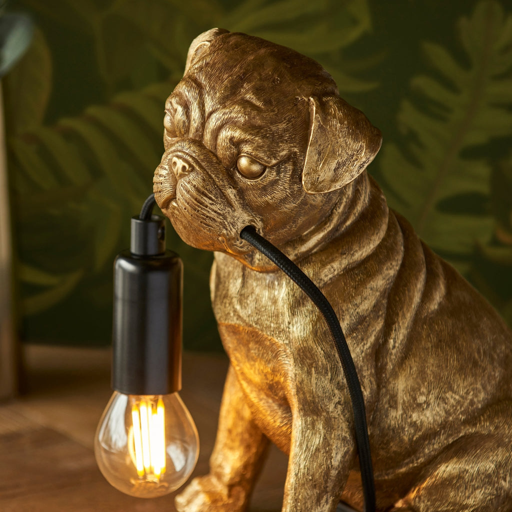 Endon - Pug Sculpture Table Lamp With Braided Cable and E14 Lamp holder (ENDON 107324 / 107325) - Luminosity Designs Ltd