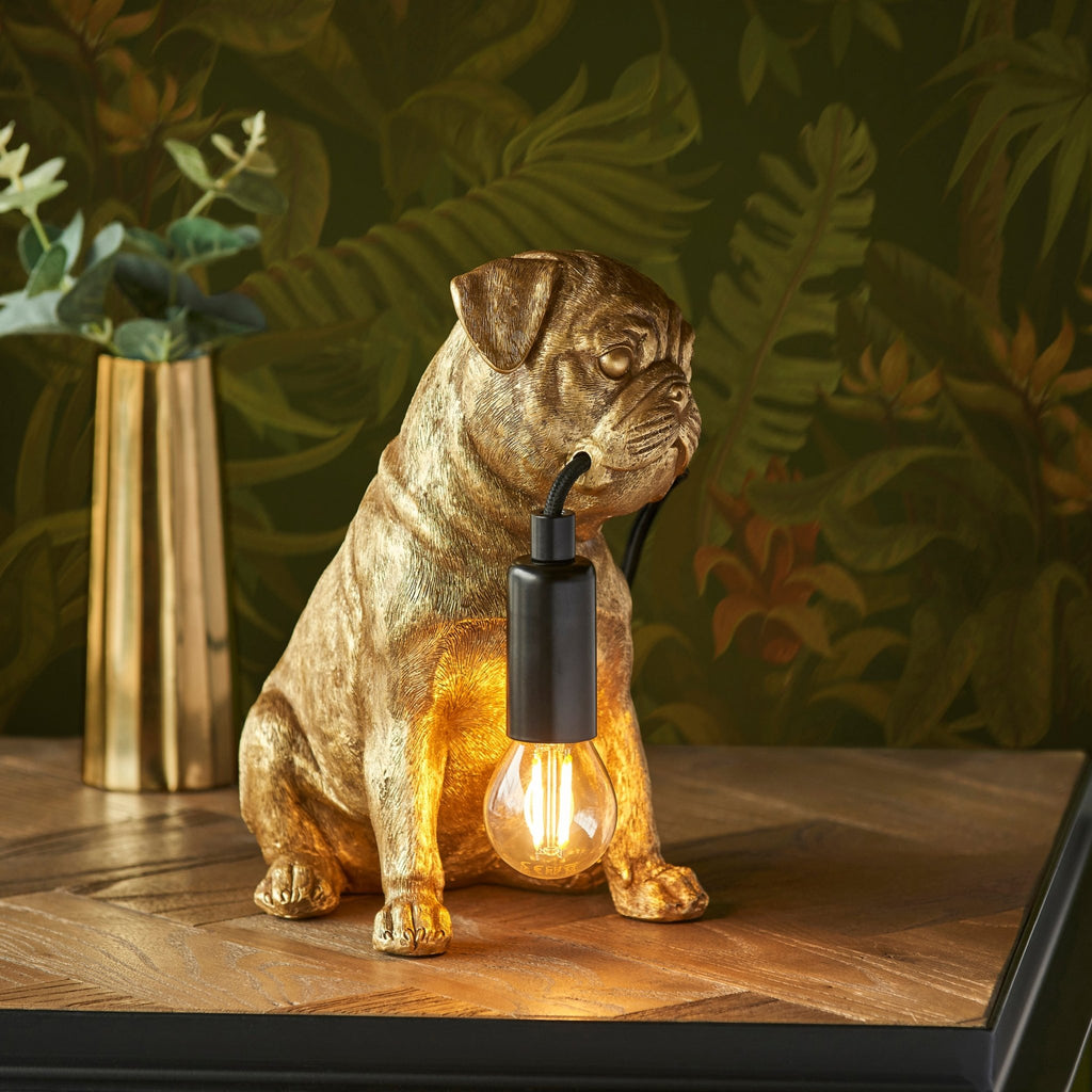 Endon - Pug Sculpture Table Lamp With Braided Cable and E14 Lamp holder (ENDON 107324 / 107325) - Luminosity Designs Ltd