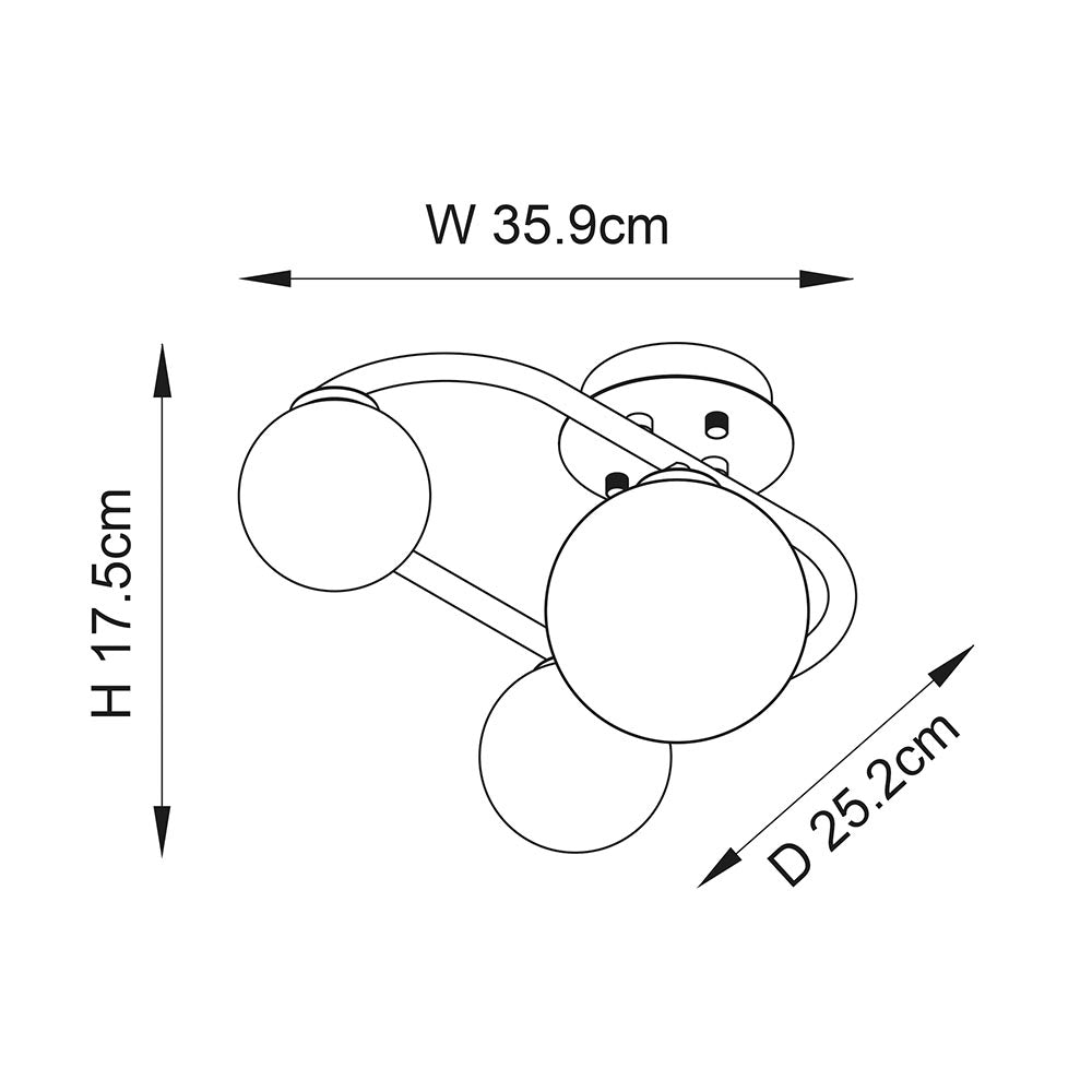 Endon - Pulsa 3 Light Semi Flush Modern Bathroom Ceiling Light, 3x G9 (Endon 93524) - Luminosity Designs Ltd