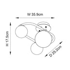 Endon - Pulsa 3 Light Semi Flush Modern Bathroom Ceiling Light, 3x G9 (Endon 93524) - Luminosity Designs Ltd