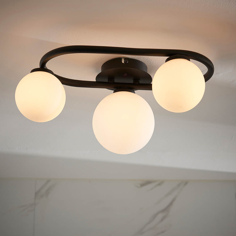 Endon - Pulsa 3 Light Semi Flush Modern Bathroom Ceiling Light, 3x G9 (Endon 93524) - Luminosity Designs Ltd