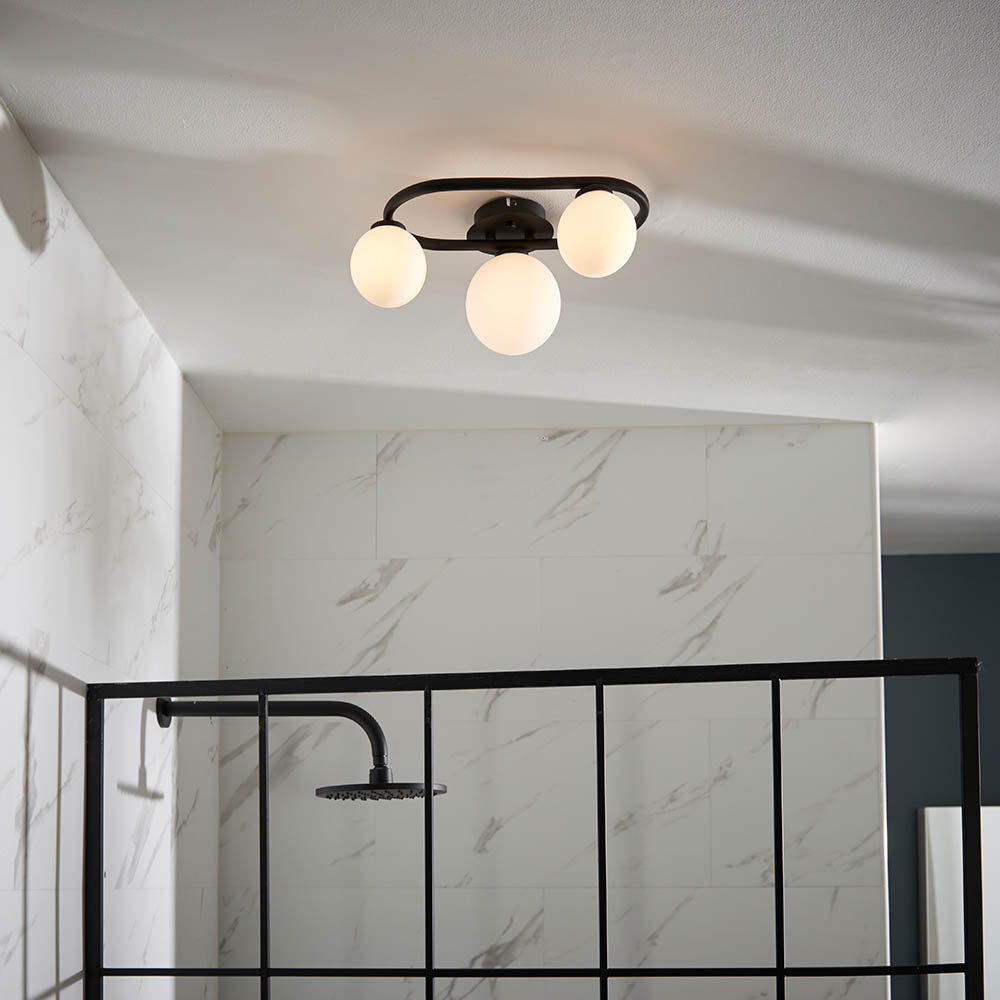 Endon - Pulsa 3 Light Semi Flush Modern Bathroom Ceiling Light, 3x G9 (Endon 93524) - Luminosity Designs Ltd
