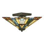 EX DISPLAY Elstead Quoizel Tiffany Inglenook 2 Light Semi-Flush - Valiant Bronze