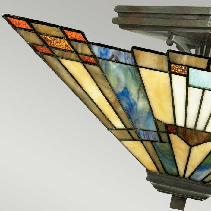 EX DISPLAY Elstead Quoizel Tiffany Inglenook 2 Light Semi-Flush - Valiant Bronze