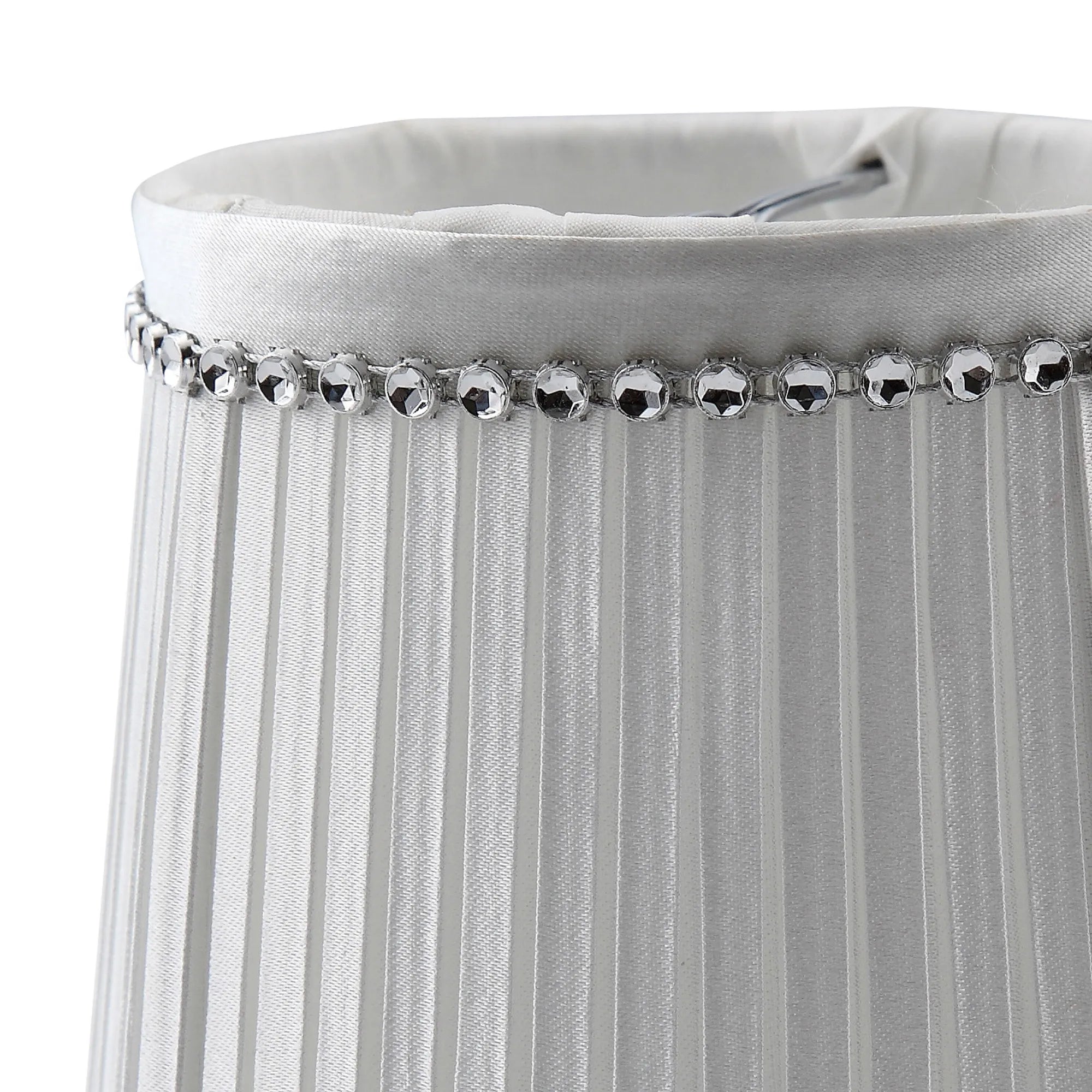 Diyas - Rada Clip - On Pleated Fabric Shade With Crystal Embellishments (Diyas ILS10641 / ILS10645) - Luminosity Designs Ltd