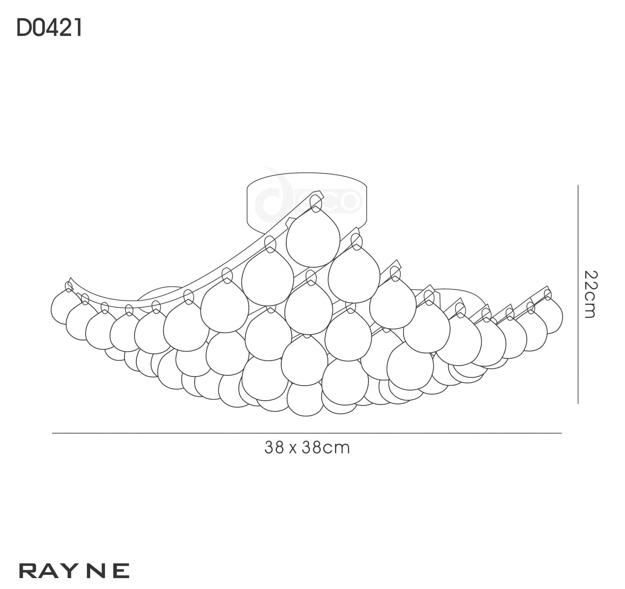 Deco - Rayne Flush Square Square Ceiling Lamp With Acrylic Spheres - Luminosity Designs Ltd