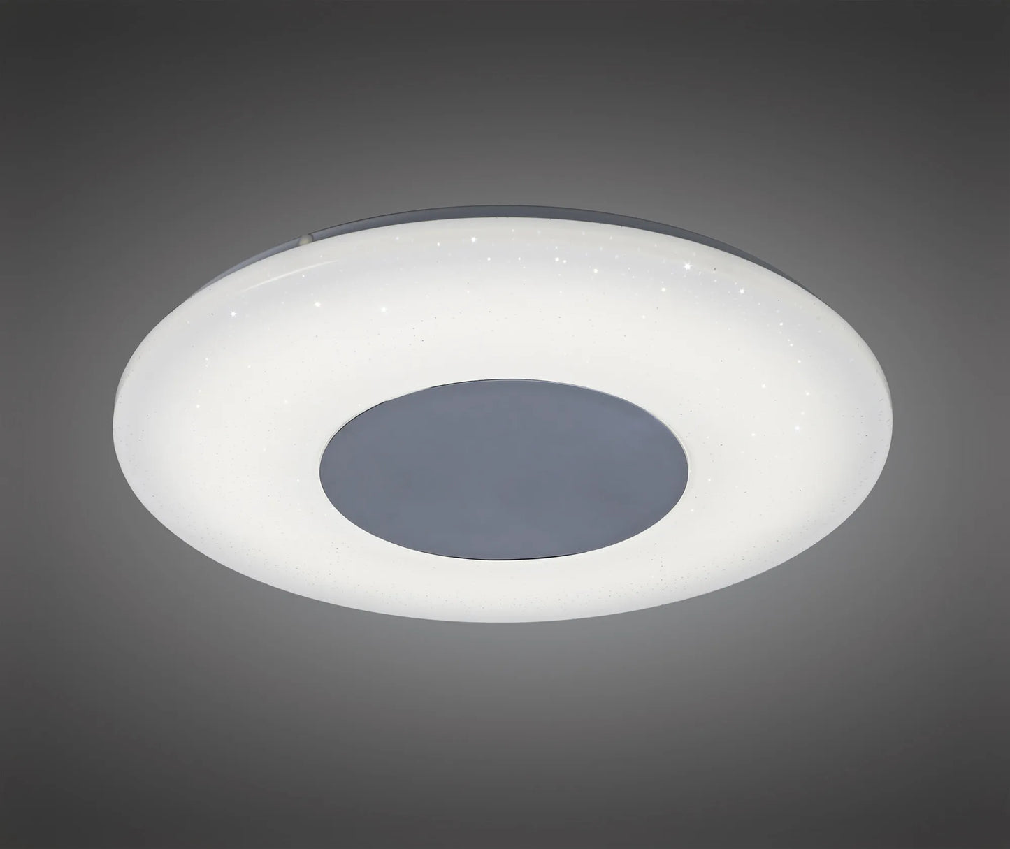 Reef Ceiling 45cm Round 48W LED 3000K-6500K Tuneable, 3500lm, Remote Control Chrome / White