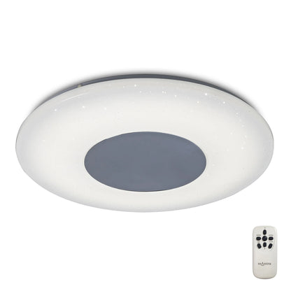 Reef Ceiling 45cm Round 48W LED 3000K-6500K Tuneable, 3500lm, Remote Control Chrome / White