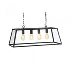 Oaks Lighting - Riga 4 Light Bar Pendant with Metal Framework and Clear Glass Panels - Luminosity Designs Ltd