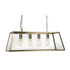 Oaks Lighting - Riga 4 Light Bar Pendant with Metal Framework and Clear Glass Panels - Luminosity Designs Ltd