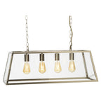 Oaks Lighting - Riga 4 Light Bar Pendant with Metal Framework and Clear Glass Panels - Luminosity Designs Ltd