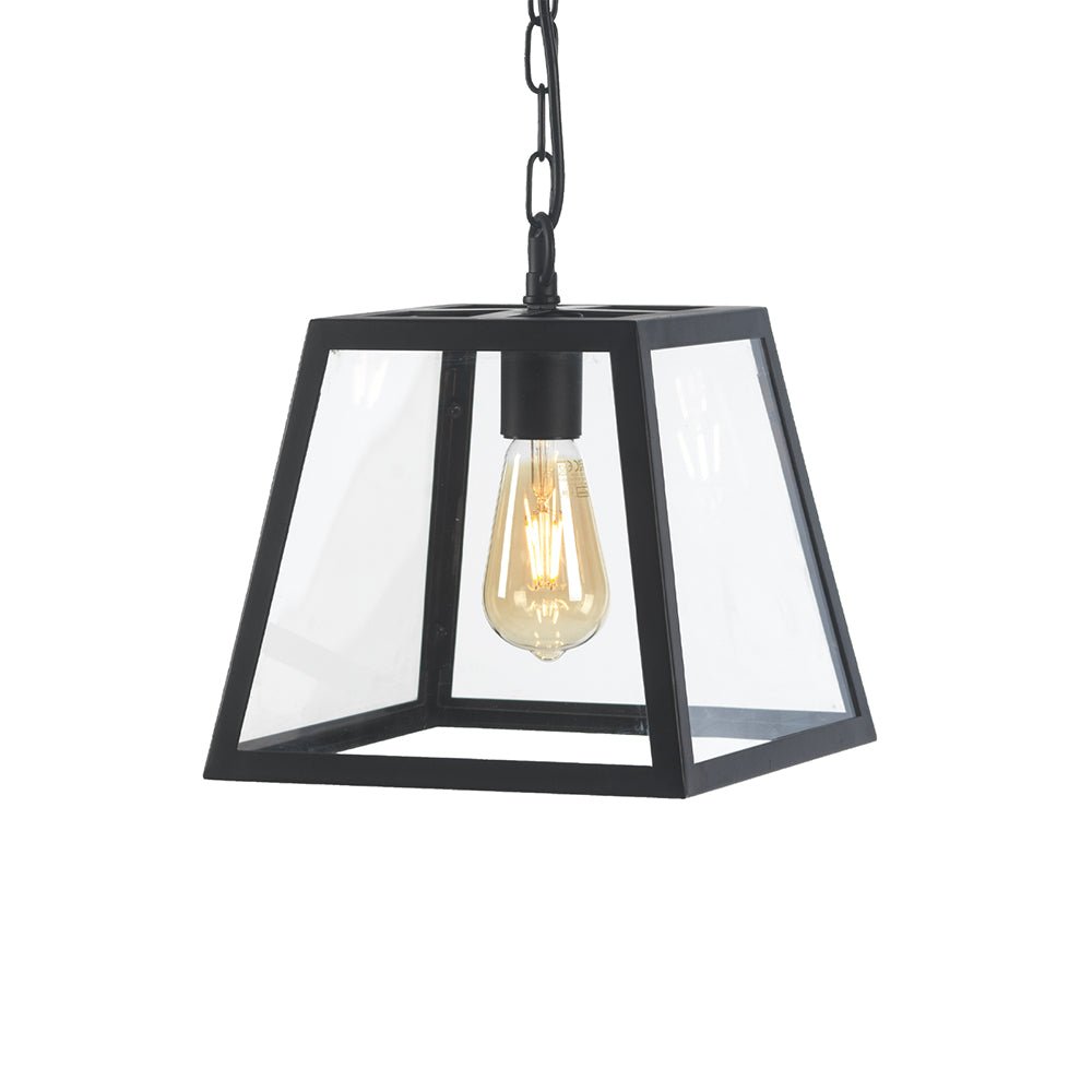 Oaks Lighting - Riga Pendant with Metal Framework and Clear Glass Panels - Luminosity Designs Ltd