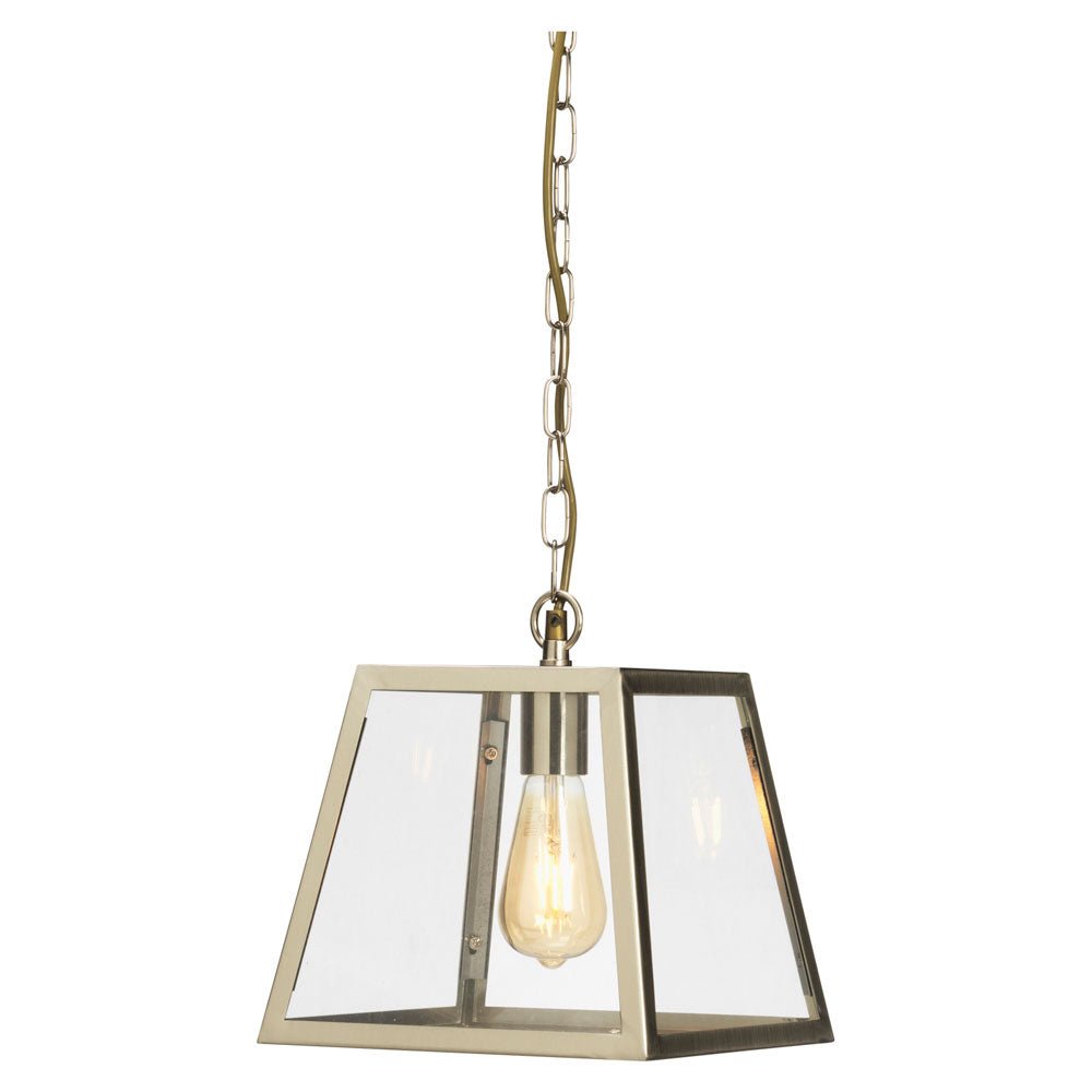 Oaks Lighting - Riga Pendant with Metal Framework and Clear Glass Panels - Luminosity Designs Ltd