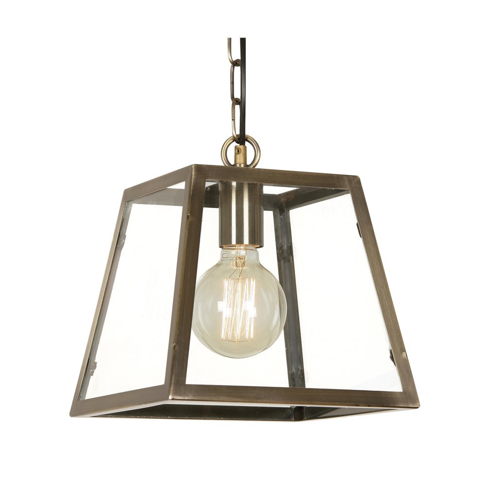 Oaks Lighting - Riga Pendant with Metal Framework and Clear Glass Panels - Luminosity Designs Ltd