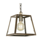 Oaks Lighting - Riga Pendant with Metal Framework and Clear Glass Panels - Luminosity Designs Ltd