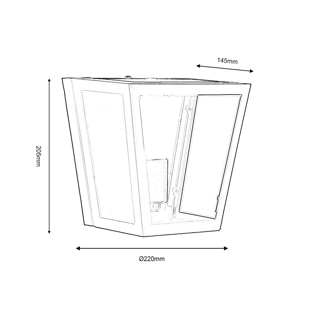 Oaks Lighting - Riga Wall Light with Metal Framework and Clear Glass Panels, 1x E27 - Luminosity Designs Ltd