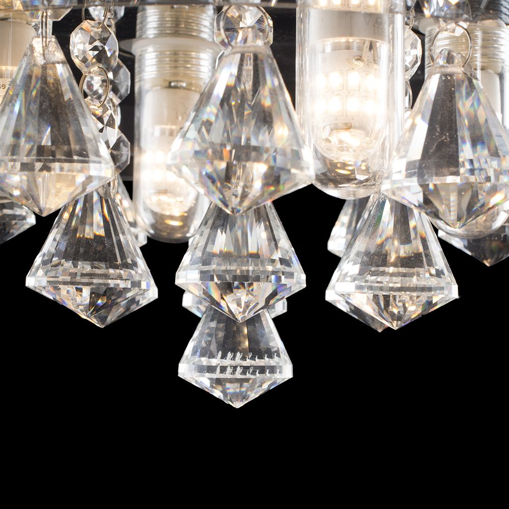 lse - Romano IP44 Bathroom Rated Crystal and Glass Round Flush Ceiling Light - Luminosity Designs Ltd