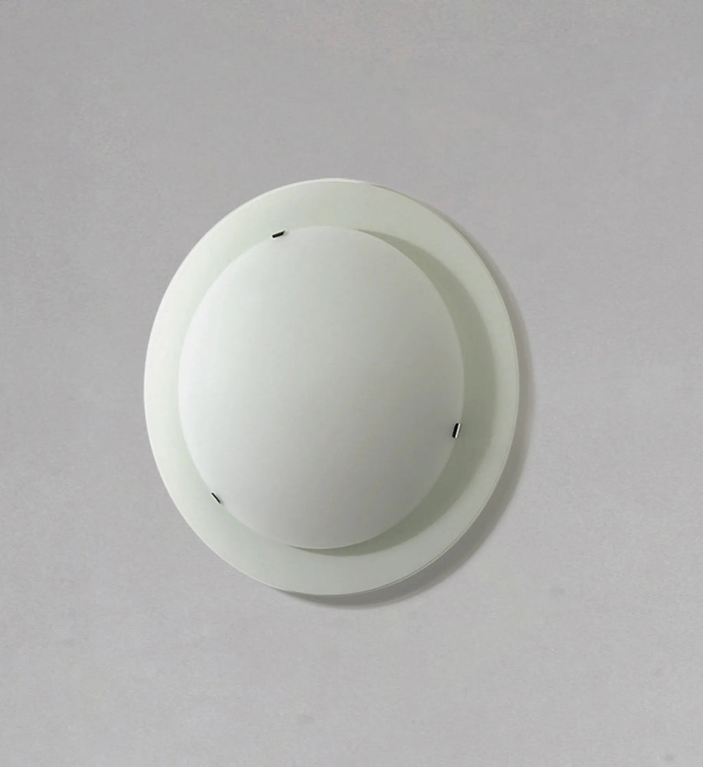 Diyas - Ruby 1 Light E27 Flush Fitting, Small Round, Satin Nickel/Opal Glass (Diyas IL20500S) - Luminosity Designs Ltd