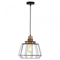 Oaks Lighting - Rulo Rustic Wood and Wire Single Pendant, 1x E27 - Luminosity Designs Ltd