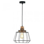 Oaks Lighting - Rulo Rustic Wood and Wire Single Pendant, 1x E27 - Luminosity Designs Ltd