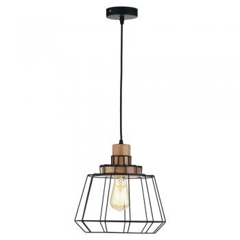 Oaks Lighting - Rulo Rustic Wood and Wire Single Pendant, 1x E27 - Luminosity Designs Ltd