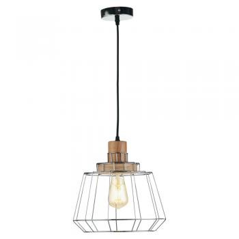 Oaks Lighting - Rulo Rustic Wood and Wire Single Pendant, 1x E27 - Luminosity Designs Ltd