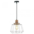 Oaks Lighting - Rulo Rustic Wood and Wire Single Pendant, 1x E27 - Luminosity Designs Ltd