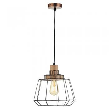Oaks Lighting - Rulo Rustic Wood and Wire Single Pendant, 1x E27 - Luminosity Designs Ltd