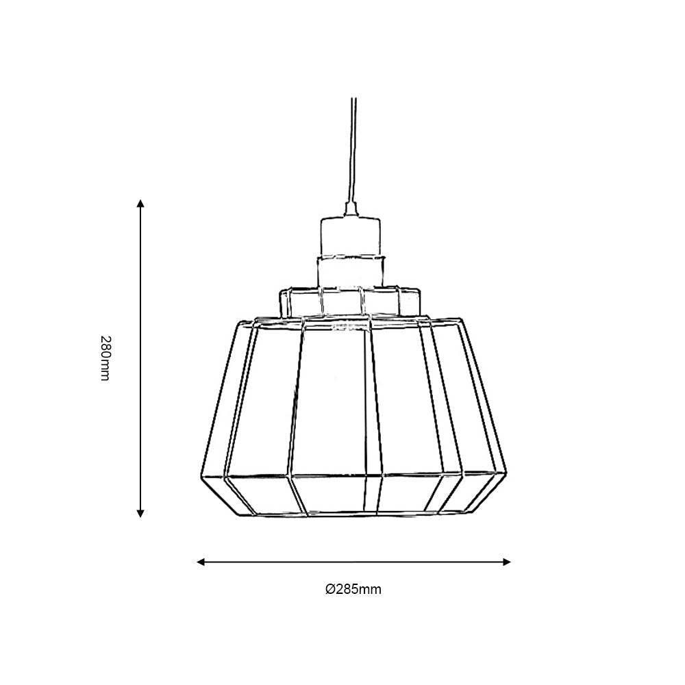 Oaks Lighting - Rulo Rustic Wood and Wire Single Pendant, 1x E27 - Luminosity Designs Ltd