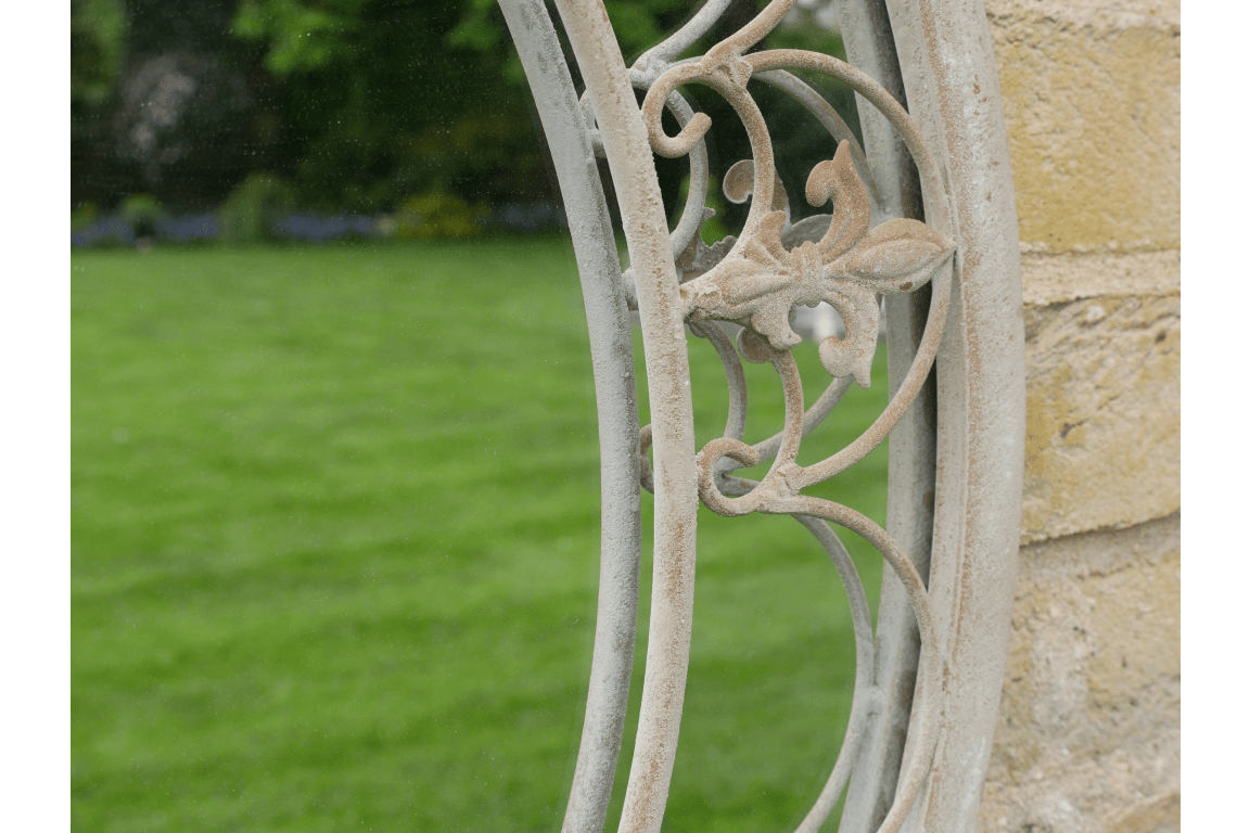 Luminosity Designs - Rustic Painted Iron Circular Mirror with Fleur De Lis Detail - Luminosity Designs Ltd