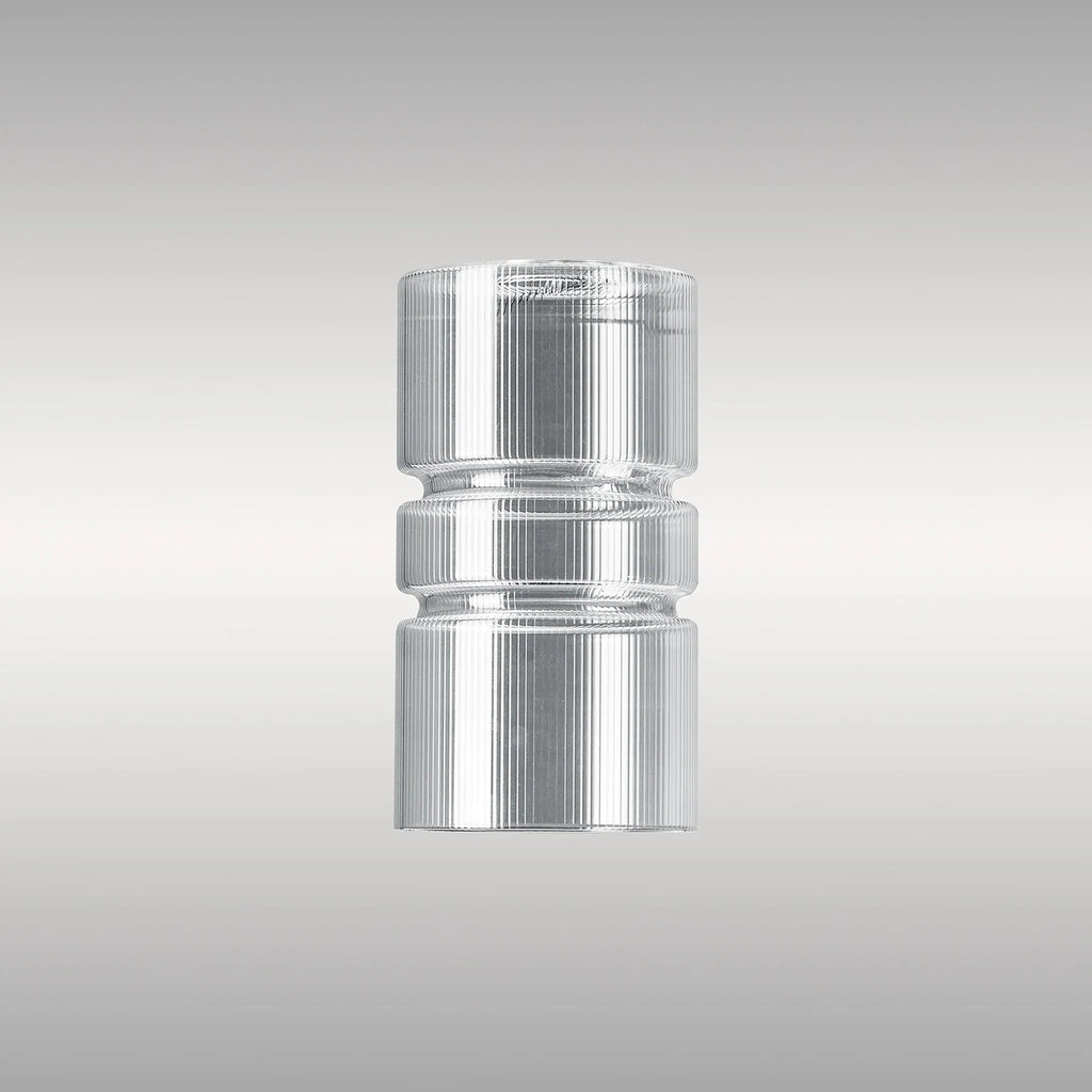 Luminosity Designs Ltd - Sadie 12x20cm Clear Ribbed Sculptured Cylinder Glass - Luminosity Designs Ltd