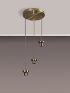 Luminosity Designs Ltd - Sadie Satin Nickel 3 Light E27 2m Round Multiple Pendant (FRAME ONLY) - Luminosity Designs Ltd
