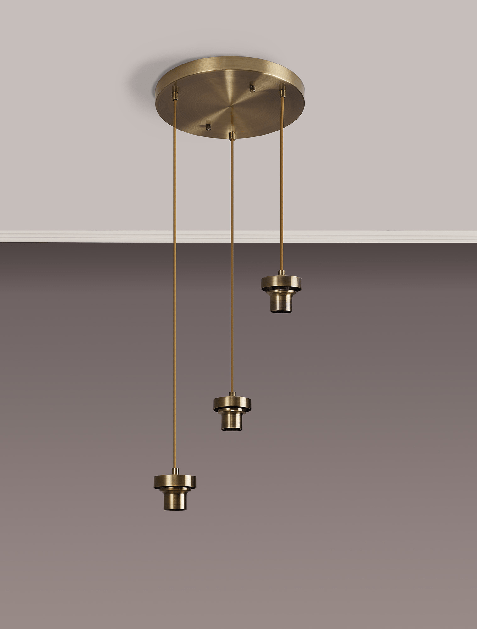 Luminosity Designs Ltd - Sadie Satin Nickel 3 Light E27 2m Round Multiple Pendant (FRAME ONLY) - Luminosity Designs Ltd