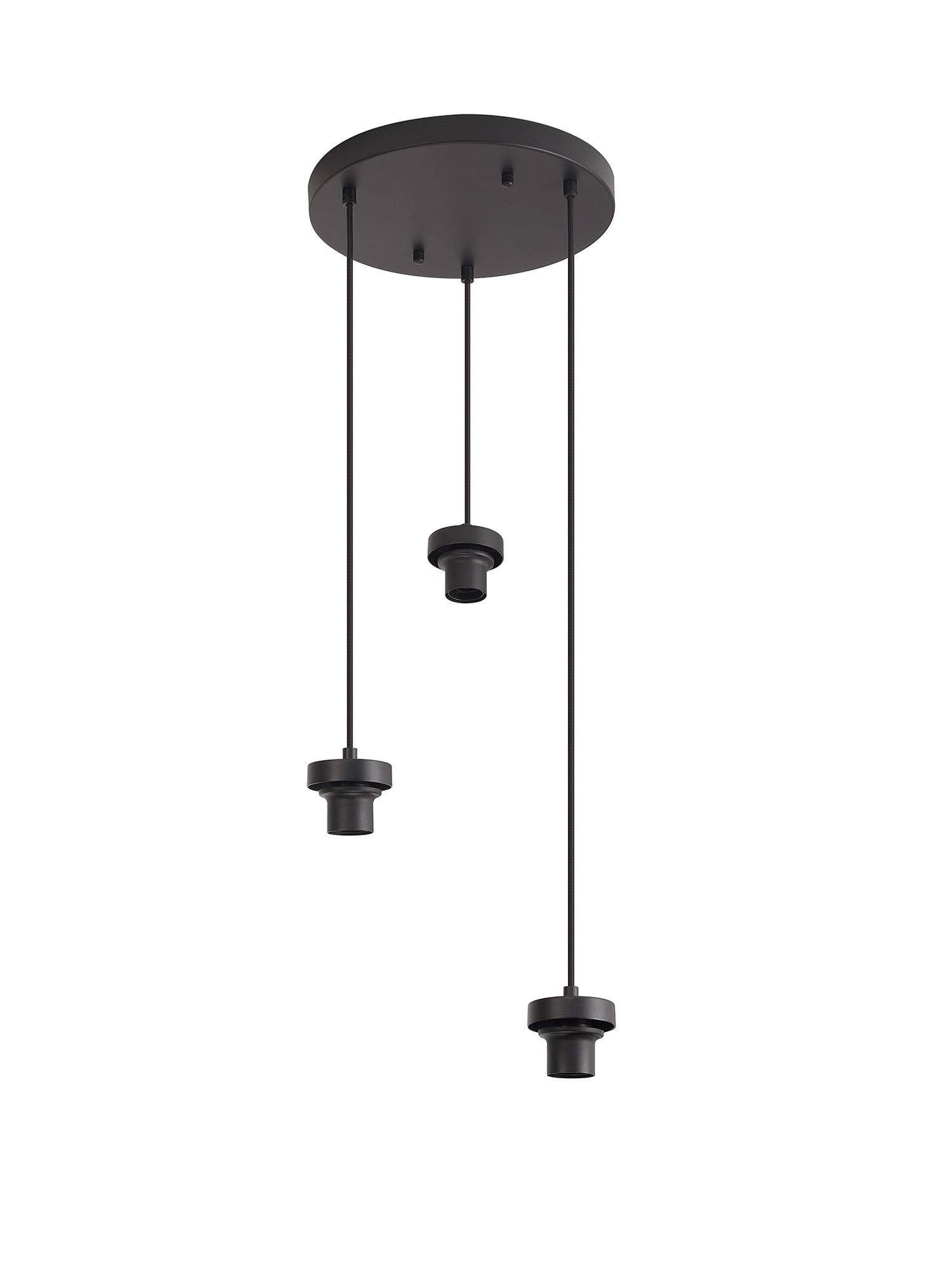 Luminosity Designs Ltd - Sadie Satin Nickel 3 Light E27 2m Round Multiple Pendant (FRAME ONLY) - Luminosity Designs Ltd