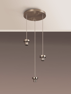 Luminosity Designs Ltd - Sadie Satin Nickel 3 Light E27 2m Round Multiple Pendant (FRAME ONLY) - Luminosity Designs Ltd
