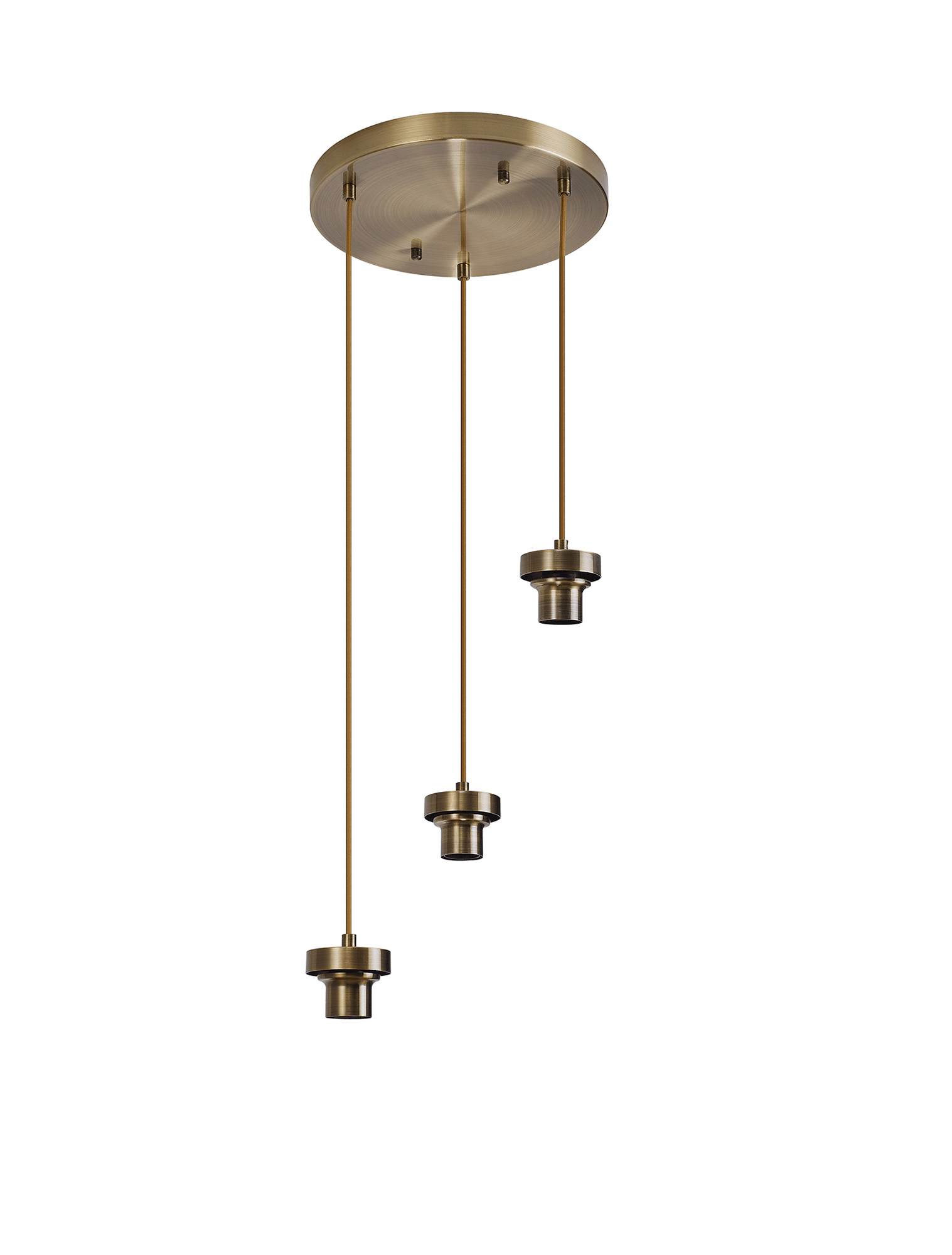 Luminosity Designs Ltd - Sadie Satin Nickel 3 Light E27 2m Round Multiple Pendant (FRAME ONLY) - Luminosity Designs Ltd