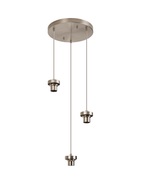 Luminosity Designs Ltd - Sadie Satin Nickel 3 Light E27 2m Round Multiple Pendant (FRAME ONLY) - Luminosity Designs Ltd
