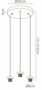 Luminosity Designs Ltd - Sadie Satin Nickel 3 Light E27 2m Round Multiple Pendant (FRAME ONLY) - Luminosity Designs Ltd