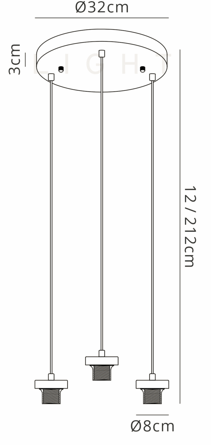 Luminosity Designs Ltd - Sadie Satin Nickel 3 Light E27 2m Round Multiple Pendant (FRAME ONLY) - Luminosity Designs Ltd